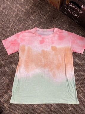 Women’s Tie-Dye Short Sleeve Tee - Pink, Peach & Mint